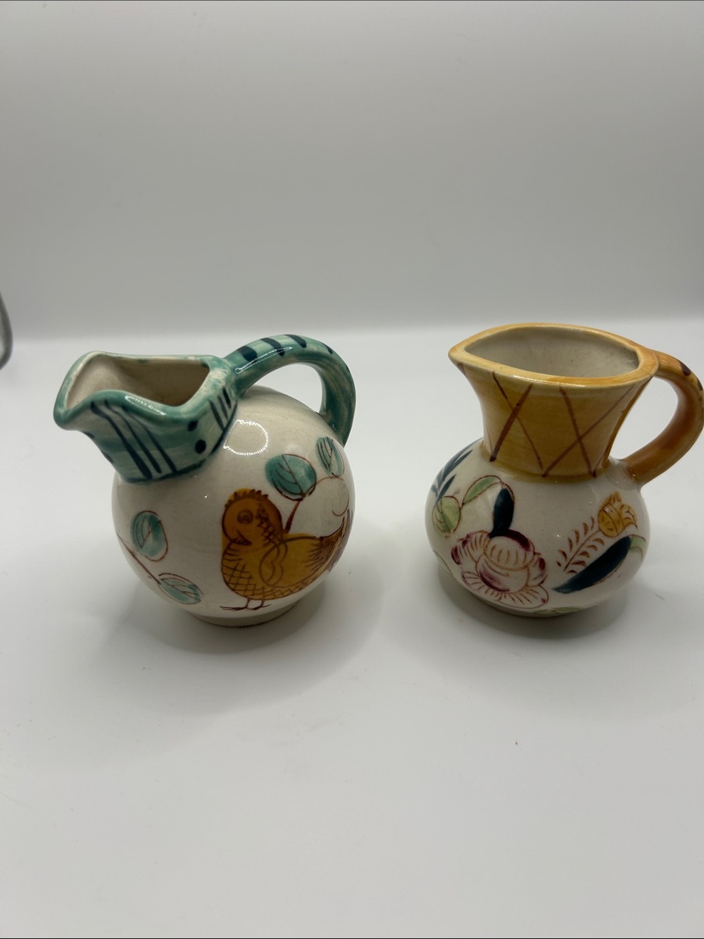Hand-Painted Floral Ceramic Creamer Pitcher  Vintage rare MCM Japan art